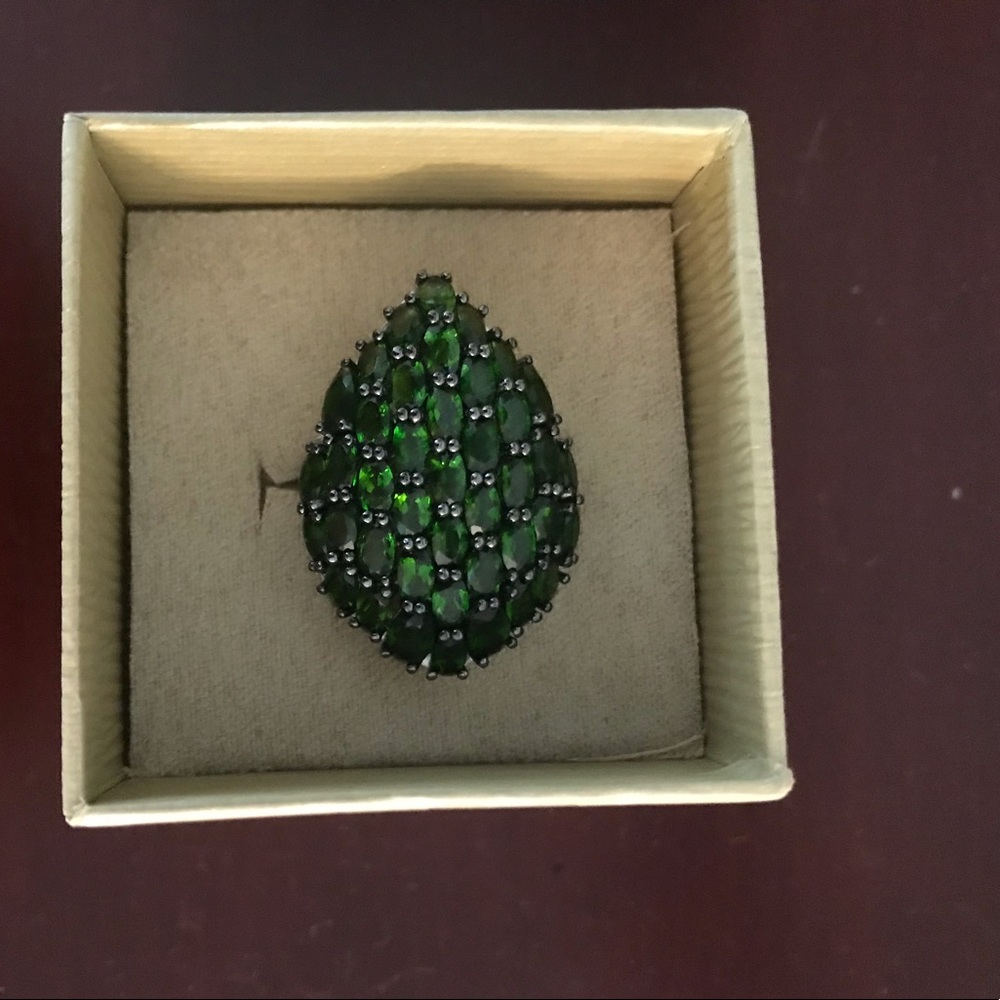 Green Russian Chrome Diopside Sterling Silver Ring